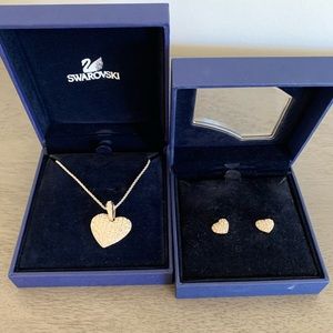 NWT Swarovski Crystal Heart Necklace and Earrings